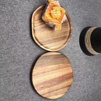Assiette en bois d'acacia Plateau japonais Assiette à thé irrégulière en bois Plat à collation Gâteau Petit déjeuner Assiette à dessert Café