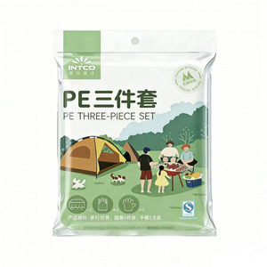 Intco Pe Three Piece Set <b>Disposable</b> Tablecloth <b>Apron</b> Gloves Camping Picnic Home Party Portable Pack - Product Image 1