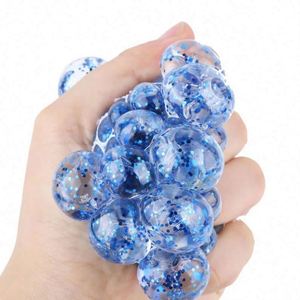 Pelotas de malla al por mayor con purpurina, juguete antiestrés de uva para apretar y aliviar el estrés - Product Image 3