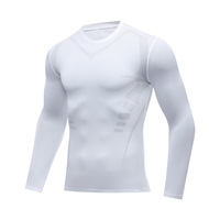 Nouveau T-shirt de sport athlétique pour homme à manches longues, sous-vêtement de compression en polyester à séchage rapide, personnalisable avec logo, idéal pour la gym