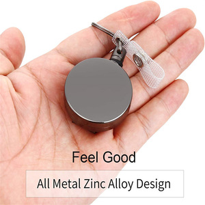4cm Heavy Duty <b>Metal</b> Wire Rope Retractable Badge <b>Roller</b> with Easy-Pull Buckle and Back Clip for Anti-Loss Keychain - Product Image 4
