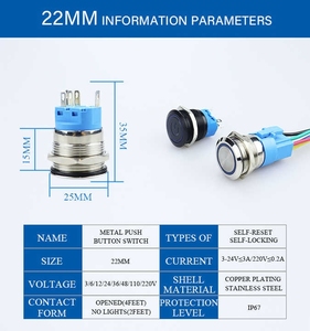 <span class=keywords><strong>สวิตช์</strong></span>กดโลหะ CHYF 16 มม. ไฟ LED 12V IP67 กันน้ำ 3A <span class=keywords><strong>สัญลักษณ์</strong></span>พลังงานแบบกดติดปล่อยดับ 1NO1NC สำหรับรถจักรยานยนต์ รถยนต์ เรือ - Product Image 5
