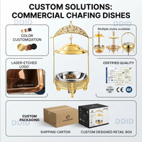 Hochleistungsfähiger 8L Benzinbetriebener Edelstahl 201 Gold Chafing Buffet Server Schüssel-Set Speisenwärmer für Gewerbe, Hotel und Restaurant