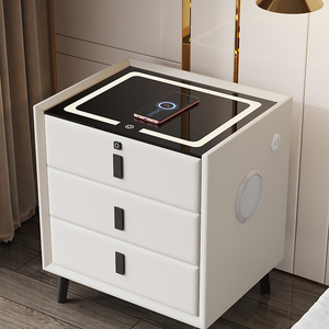 Gabinete de Almacenamiento de Madera Maciza Simple y Moderno, Gabinete de Noche Inteligente Multifuncional - Product Image 1