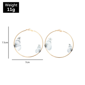 Pendientes de Aro Grandes de Seda Colorida de Doble Capa, Elegantes y Chapados en Oro, Joyería de Moda para Mujer - Product Image 6