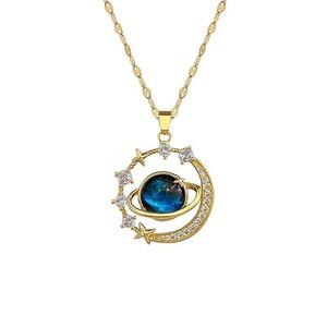 Collier ras du cou élégant en alliage pour femme, design rétro européen et américain, motif planète <span class=keywords><strong>des</strong></span> rêves, pendentif ciel étoilé, tendance transfrontalière - Product Image 6