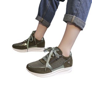 Baskets pour femmes, chaussures de sport à talon plat, style sportif basique, décontractées, pour le quotidien et l'extérieur, en PU respirant, toutes couleurs unies : bleu, vert, beige - Product Image 6