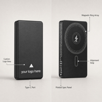 Batterie externe magnétique ultra-mince en alliage d'aluminium 20W à charge rapide, 10000mAh, affichage LED, portable, GaN, Type-C, OEM