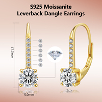 Boucles d'oreilles pendantes en moissanite pour femme, 1,0 ct-2,0 ct, couleur D, diamant de laboratoire, plaqué or blanc 14 carats, argent S925, boucles d'oreilles pendantes à fermoir à levier