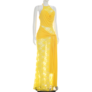 Vestido de Fiesta Viviblook D26DS201 para Mujer, Sexy, Sin Mangas, Color Sólido, con Encaje, Cuello Halter, Transparente - Product Image 2