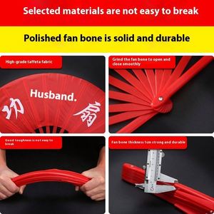 Factory Wholesale Tai Chi Dance Fan Kung Fu <b>Ring</b> Fan for <b>Kids</b> and Adults Painted Bamboo Bone Plastic Red Fan for Martial Arts - Product Image 5