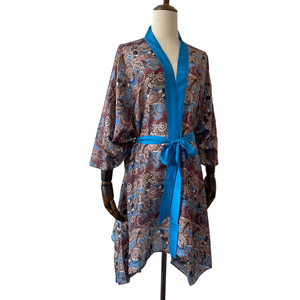 Lụa Kimono phụ nữ cardigan Bán buôn phụ nữ dài Kimono áo choàng bãi biển Bìa up Dress - Product Image 4