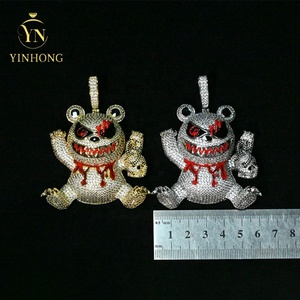 Colgante de Joyería Hip Hop VVS Moissanite de Plata 925 con Diseño de <span class=keywords><strong>Oso</strong></span> Mago Violento Iced Out para Hombre - Product Image 2