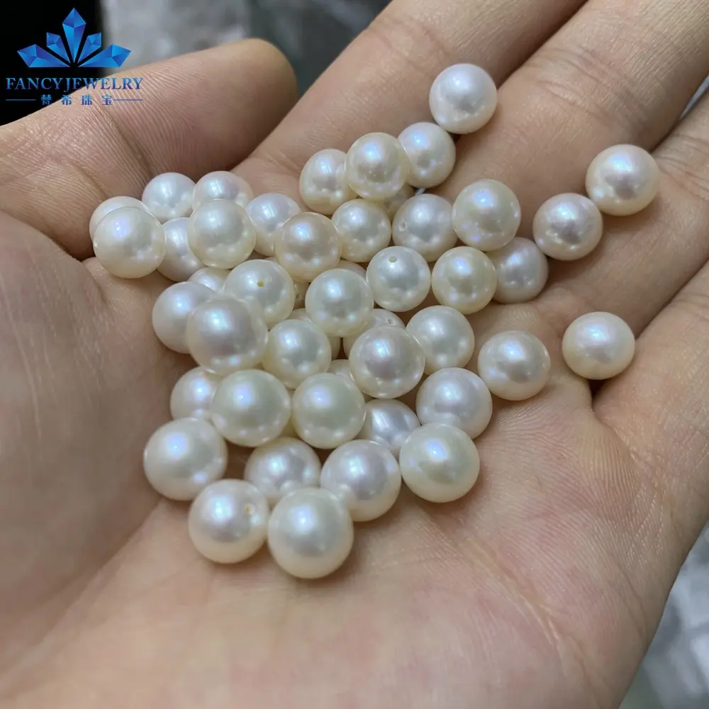 Venta al por mayor precio barato suelta redonda AAAA grado perla natural cultivada China medio agujero perforado 8-9mm perlas naturales de agua dulce