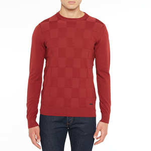 เสื้อสเวตเตอร์แขนยาวของผู้ชายลวดลายสีพื้นเทคนิคการย้อมเส้นด้าย - Product Image 1