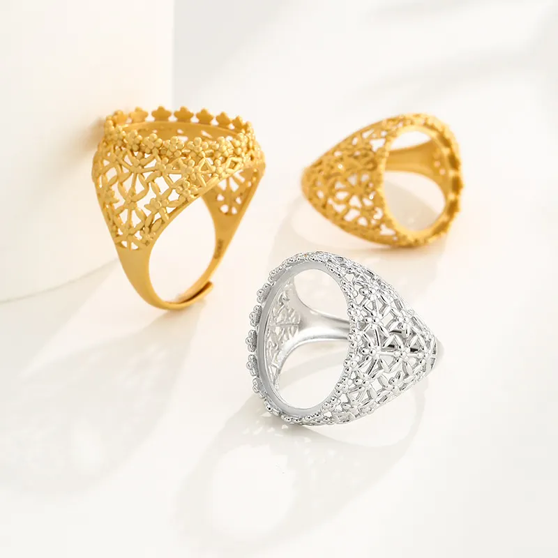 Kustom kualitas tinggi perhiasan wanita pertunangan cincin Mount penuh keabadian 925 perak murni cincin minimalis Band