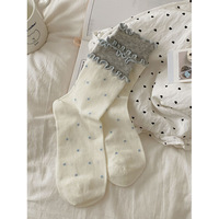 Chaussettes mi-mollet printemps-été, chaussettes multicolores à pois frais et couleurs contrastées, chaussettes en coton sans couture