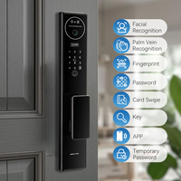 Gesichtserkennung Handabdruck Aluminiumlegierung Tür-Smartlock Tuya Gegensprechanlage Videoanruf Sichtbare Kamera NFC-Karten-Zugang Schlüsselloser Einstieg WLAN Zuhause