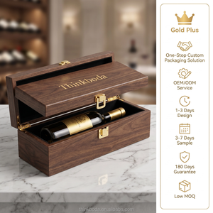 Boîte à <span class=keywords><strong>vin</strong></span> en bois <span class=keywords><strong>de</strong></span> noyer <span class=keywords><strong>de</strong></span> luxe, étui pour une bouteille, logo personnalisé, quincaillerie dorée, couvercle rabattable, emballage cadeau en bois <span class=keywords><strong>de</strong></span> qualité supérieure - Product Image 1