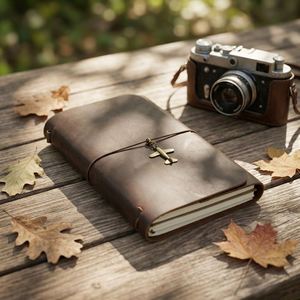 Carnet de voyage à trois volets en cuir véritable, carnet de notes moderne DIY, bloc-notes créatif TN, bloc-notes gaufré, cadeaux promotionnels - Product Image 2