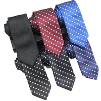 Cravate d'affaires en polyester en gros, cravates classiques haut de gamme faites à la main, cravate à pois 100 % polyester pour hommes