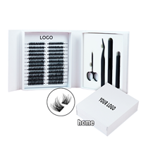 Kit d'extension de cils DIY Mega Volume 640 Clusters, cils individuels en grappe 30P 40P avec adhésif pour cils
