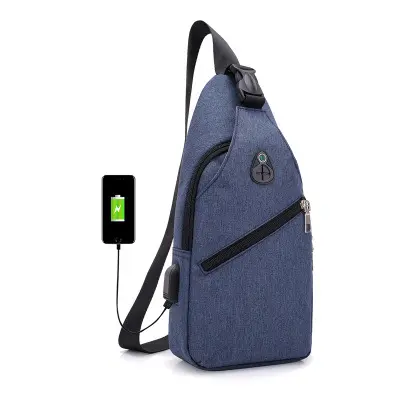 Custom Lightweight One Shoulder Purse With USB Port Mens Women College Casual Travel Sport Crossbody Backpack Sling Chest Bag