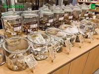 Équipement pour épicerie, bac à bonbons en plastique transparent hermétique de qualité alimentaire, contenants alimentaires, rangement pour bonbons halal, bonbons gélifiés