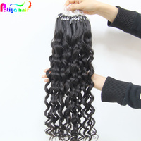 Extensions de cheveux naturels pour femmes, micro anneaux, pointe noire, cheveux brésiliens, ondulation italienne, micro liens, extensions de cheveux humains