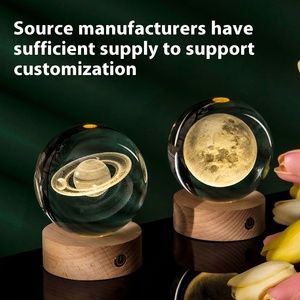 Incandescente pianeta sfera di cristallo lampada da notte a LED 3D intagliato a Laser bianco caldo a batteria creativo ornamenti camera da letto/regalo di <span class=keywords><strong>compleanno</strong></span> - Product Image 3