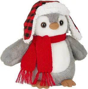 Peluche pinguino peluche con cappello e sciarpa, peluche pinguino mini peluche