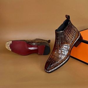 Botas Chelsea de Piel de Cocodrilo 100% Genuinas para Hombre, Botas de Tobillo Hechas a Mano con Suela Goodyear para Negocios, Fiestas y Bodas - Product Image 2