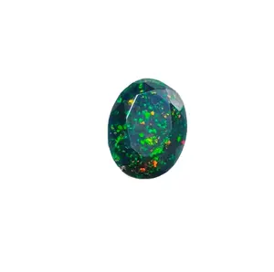 Etiyopya yeşil Opal Faceted Oval şekli duman Opal çok renkli gökkuşağı yangın Galaxy yangın Opal gevşek taş