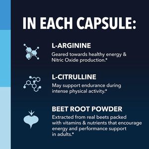 Supplément d'amélioration masculin de haute qualité L Arginine à partir de soutien vasculaire d'acide aminé précurseur d'oxyde nitrique 60 capsules - Product Image 4