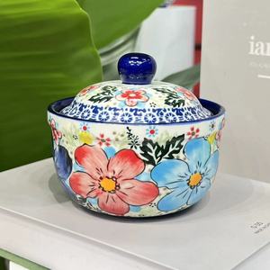 陶器の手描きシチューポット、家族の集まり、ギフト、ホテルなどに最適、環境に優しいデザイン、大容量 - Product Image 1