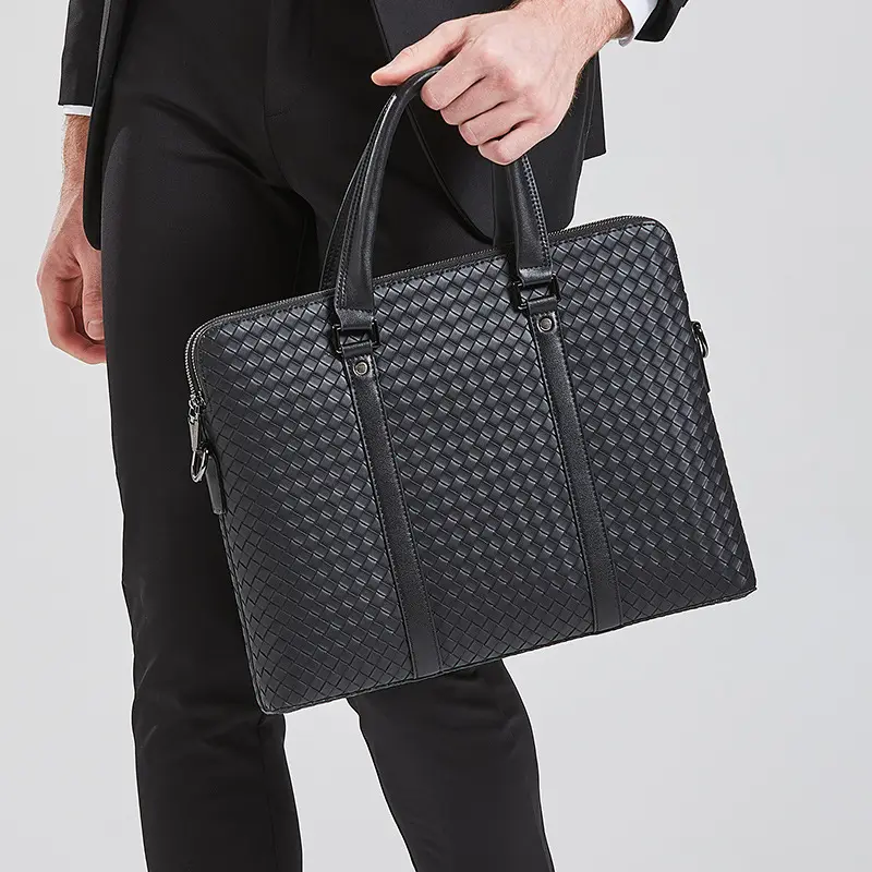 New Designer Large Portable Men Luxury Laptop PU Leather Waterproof Custom Logo Shoulder Business Office Briefcase Bag