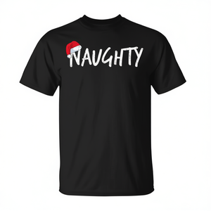 Camisetas Navideñas Promocionales para Parejas, Diseño Naughty Nice - Product Image 2