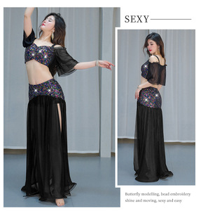 Nuovissimo Set di Costumi per Danza del Ventre Orientale di Alta Qualità con Paillettes Luccicanti per Esibizioni Baladi Folk Saidi - Product Image 6