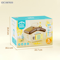 Tirelire numérique en plastique avec empreinte digitale, mignonne, électrique, jeu de défi d'épargne, boîte à monnaie interactive en forme de maison, grande taille pour enfants