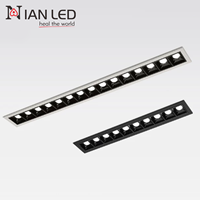 Plafonnier LED linéaire moderne 3 CCT 30W encastré, spot de plafond encastré, dimmable DALI, couleur noire