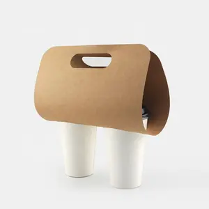 1 pacote 100% biodegradável natural marrom copo de papel café leite chá suporte de copo de papel manga com alça