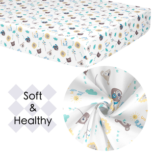 Cartoon Animal Bear Gots <strong>Round</strong> Fitted <strong>Crib</strong> Sheet Set 100% Organic Cotton Baby Bed Sheet - Product Image 4