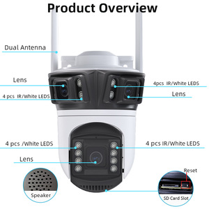 Icsee 3 Lens <b>Wireless</b> Wifi Camera Outdoor Full Color Night Vision Waterproof 2mp Ptz With Sound Light Alarm - Product Image 4