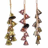 Nouvelles cloches à vent de style vintage, décorations de couronnes de Noël DIY, clochettes murales en métal avec cordelette, cornes en fer avec impression UV et placage