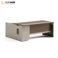Ensemble de bureau et de chaise de direction modulaire en forme de L moderne avec panneau en bois, mobilier de bureau de direction