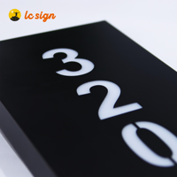 Plaque de Numéro de Maison LED Latérale Personnalisée en Métal Noir, Boîte à Lumière Étanche pour Extérieur, Panneau d'Adresse pour Appartement et Villa