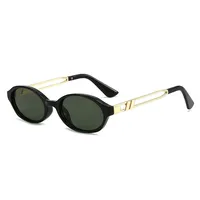 Lunettes de soleil rétro ovales pour femmes Fashion Shades UV400 Men Punk Tea Green Sun Glasses