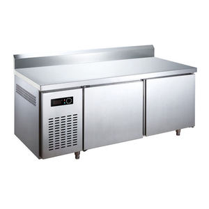 Plan de travail réfrigéré sous comptoir en acier inoxydable durable, <span class=keywords><strong>table</strong></span> de préparation alimentaire commerciale pour boulangerie avec dosseret - Product Image 1