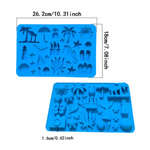 Molde de Silicona con Múltiples Formas de Playa Veraniega <span class=keywords><strong>para</strong></span> Manualidades con Resina, Fabricación de Jabón de Chocolate, Molde de Caramelos de Chocolate <span class=keywords><strong>para</strong></span> Decoración de Pasteles - Product Image 2
