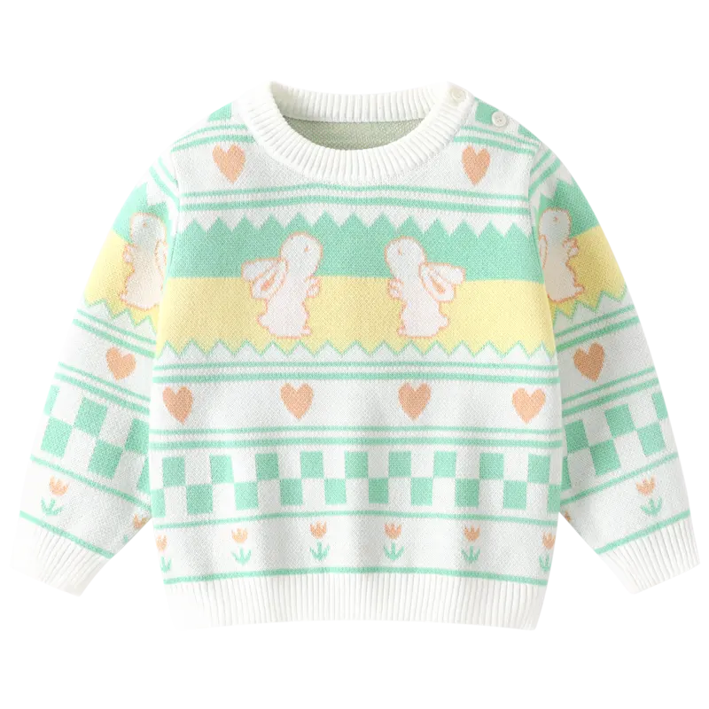 Toddler Girls Autumn Winter Cute Pet Bunny Rabbit Knitted Sweater Long Sleeve Pullover Warm Sweater